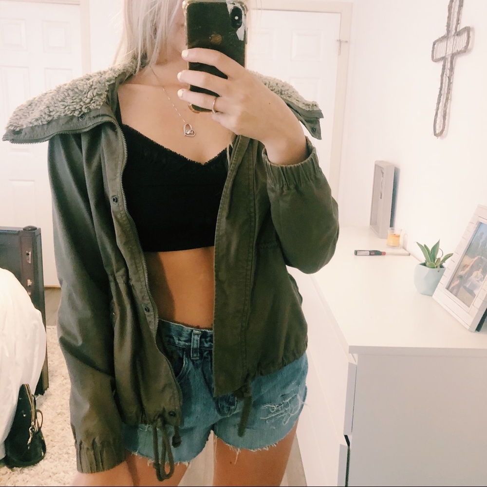 Olive Green Utility Jacker Cinched Waist Size S